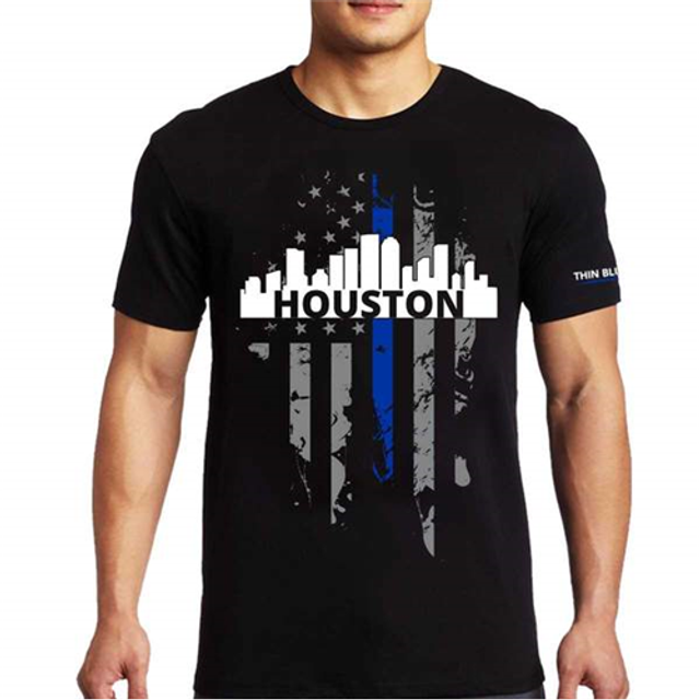 Thin Blue Line HOUSTON-LRG-TBL-SHIRT-BLK-L T-Shirt - Houston Large, Thin Blue Line