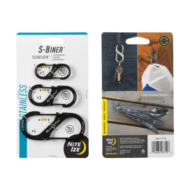 Nite-Ize LSBC-01-R6 S-Biner Stainless Steel SlideLock - 3 Pack