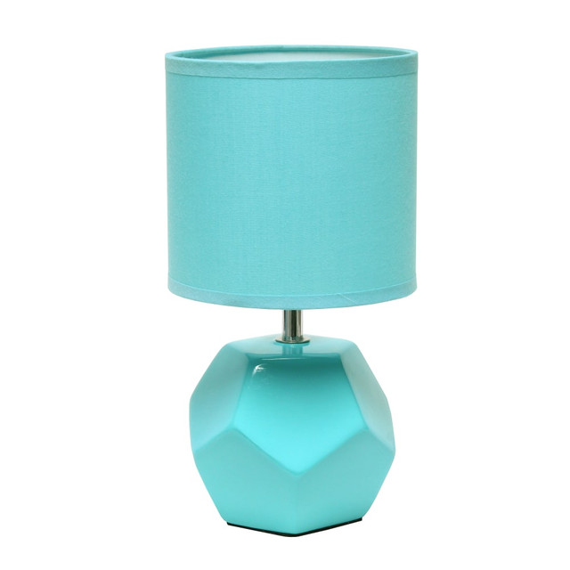 ALL THE RAGES INC LT2065-BLU Simple Designs Round Prism Mini Table Lamp, 10-7/16inH, Blue