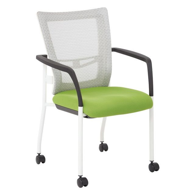 OFFICE STAR PRODUCTS 8840W-6 Office Star ProGrid Mesh Mid-Back Visitors Chair, White/Green