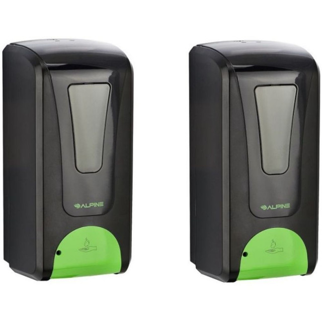 ADIR CORP. Alpine ALP430-L-BLK-2PK  Industries 1200 mL Wall Mount Automatic Gel Hand Sanitizer Dispensers, Black, Pack Of 2 Dispensers