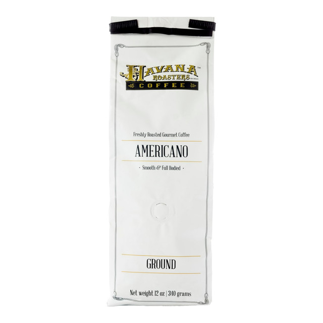 HAVANA ROASTERS COFFEE 0021-1  Ground Coffee, Medium-Dark Roast, Americano, 12 Oz Per Bag, Carton Of 3 Bags