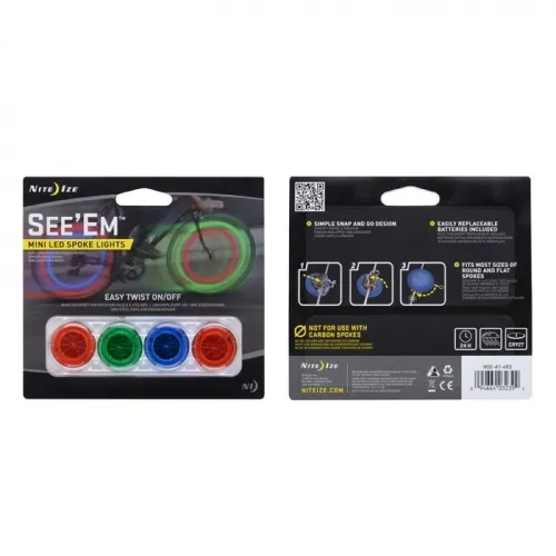 Nite-Ize NSE-A1-4R3 See'Em Mini Spoke Lights - 4 Pack Assorted