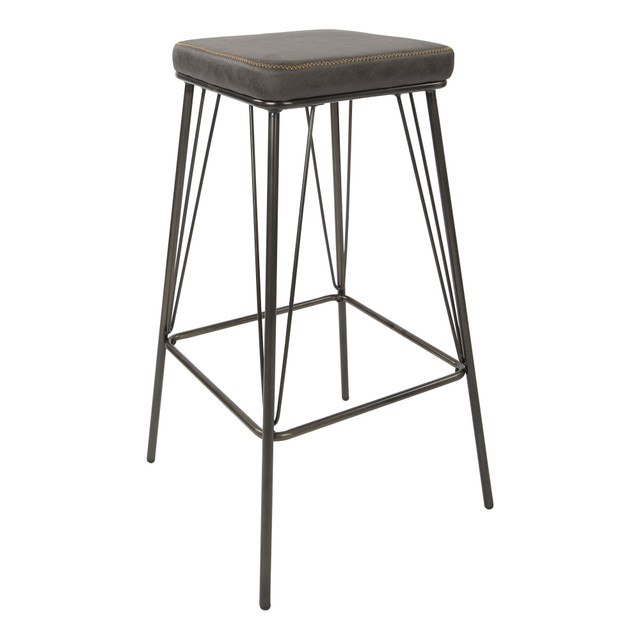 OFFICE STAR PRODUCTS Ave Six MAY302-P43  Mayson 30inH Polyester Barstools, Charcoal/Gunmetal, Set Of 2 Barstools