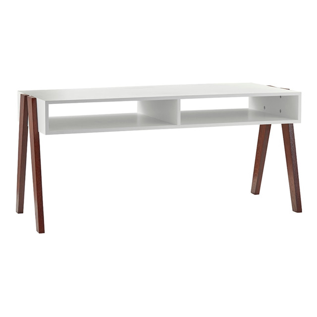 ADESSO INC WK3011-02 Adesso Laurel Coffee Table, Rectangle, 18-3/4inH x 40-3/4inW x 17-3/4inD, White/Walnut Oak