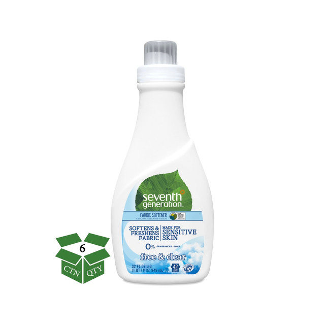 SEVENTH GENERATION, INC. SEV22833 Seventh Generation Natural Liquid Fabric Softener, Free & Clear Scent, 32 Oz Bottle, Case Of 6 SEVENTH GENERATION, INC. SEV22833 Seventh Generation Natural Liquid Fabric Softener, Free & Clear Scent, 32 Oz Bottle, Case Of 6