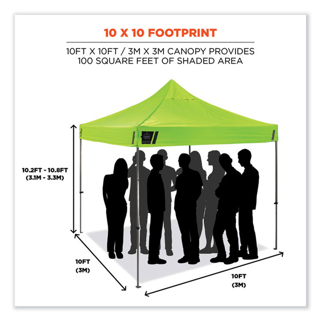 TENACIOUS HOLDINGS, INC. ergodyne® 12900 Shax 6000 Heavy-Duty Pop-Up Tent, Single Skin, 10 ft x 10 ft, Polyester/Steel, Lime