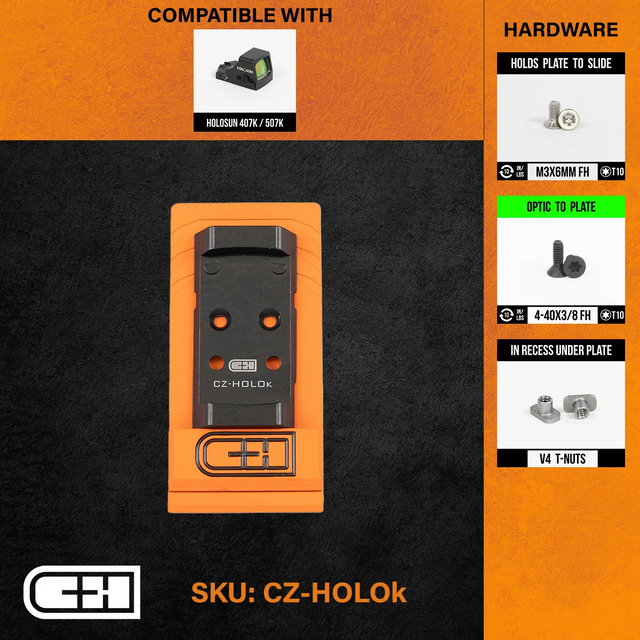 C&H Precision CZ-HOLOK Optics Adapter Plate - CZ P-10 V4 MIL/LEO