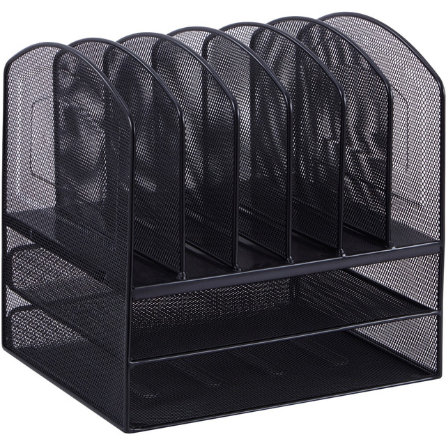 LORELL 37523  Steel Horizontal/Vertical Mesh Desk Organizer, Black