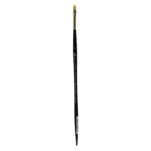 COLART FINE ART & GRAPHICS LTD. Winsor &amp; Newton 5901003 Winsor & Newton Artists Oil Paint Brush, Size 3, Bright Bristle, Hog Hair, Black