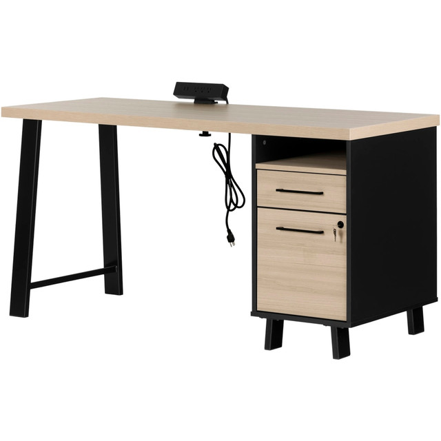 SOUTH SHORE IND LTD 13450 South Shore Kozack 60inW Computer Desk, Soft Elm/Matte Black