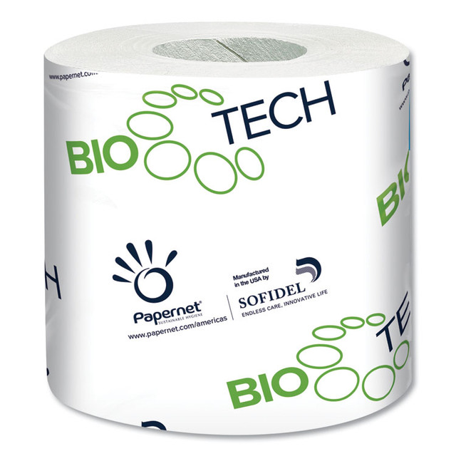 SOFIDEL AMERICA Papernet® 415596 BioTech Toilet Tissue, Septic Safe, 2-Ply, White, 500 Sheets/Roll, 96 Rolls/Carton