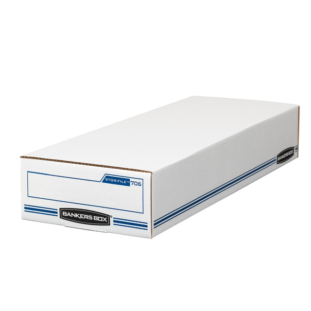 FELLOWES INC. 00706 Bankers Box Stor/File Check/Deposit Slip Storage Box With Flip-Top Closure, 24in x 9in x 4in, 60% Recycled, White/Blue FELLOWES INC. 00706 Bankers Box Stor/File Check/Deposit Slip Storage Box With Flip-Top Closure, 24in x 9in x 4in, 60% Recycled, White/Blue