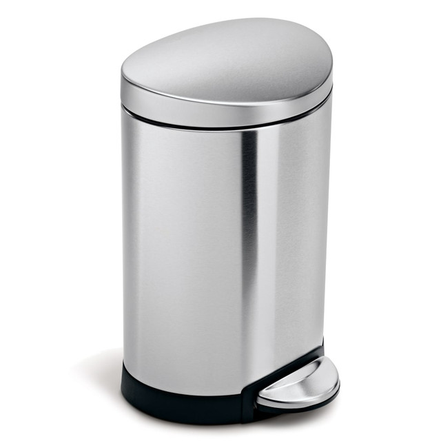 SIMPLEHUMAN LLC CW1834 simplehuman Fingerprint-Proof Mini Semi-Round Can, 6L, Brushed Stainless Steel