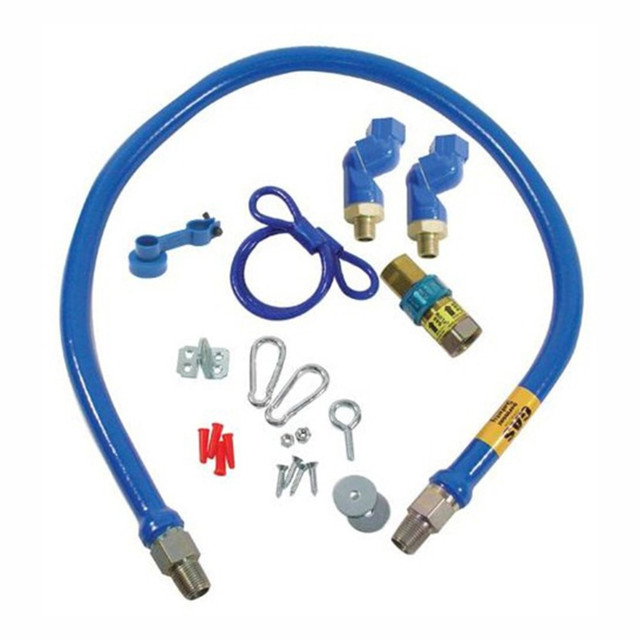 DORMONT MANUFACTURING COMPANY Dormont 1675BPQ2SR-48  Blue Hose Swivel MAX Gas Hose Connector Kit, 3/4in x 48in