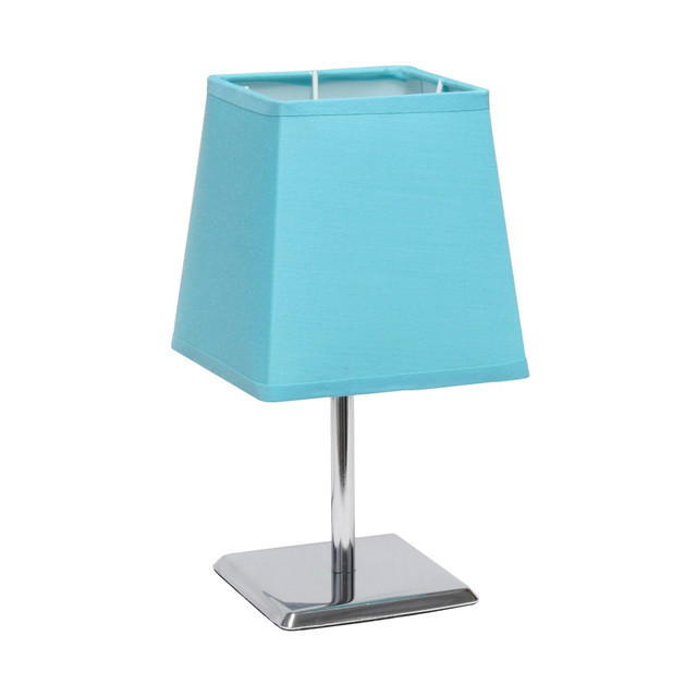 ALL THE RAGES INC Simple Designs LT2062-BLU  Mini Chrome Table Lamp With Empire Shade, 9-3/4inH, Blue Shade/Chrome Base