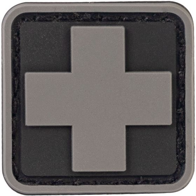 North American Rescue ZZ-1082 Med Cross Patch - Black/Gray - 1''x1''