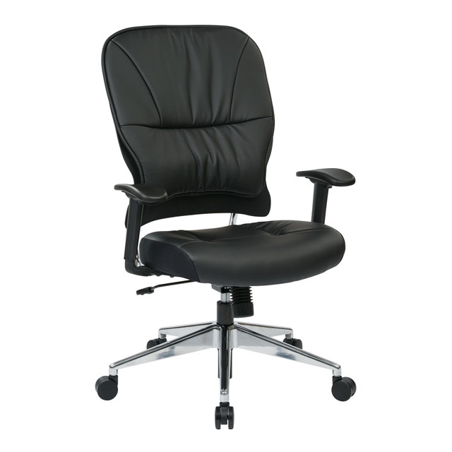 OFFICE STAR PRODUCTS 32-E33P918P Office Star Space Seating 32 Series Ergonomic Eco Leather Mid-Back Managers Chair, Black