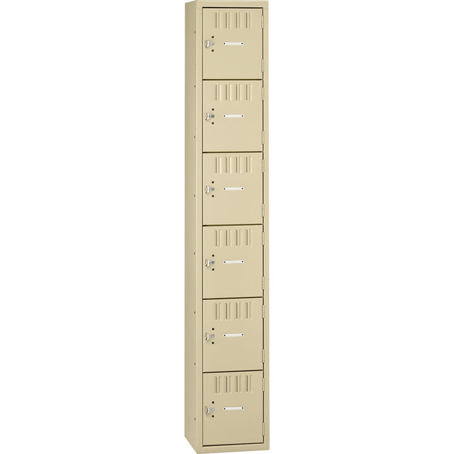 TENNSCO CORP BS6121812ASD Tennsco Six-Tier Box Locker, 1-Wide, 72inH x 12inW x 18inD, Sand