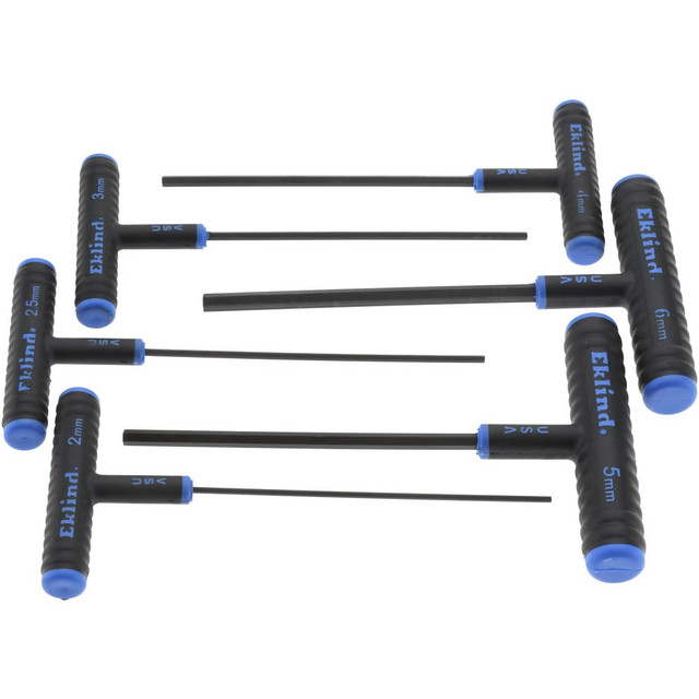 Eklind 64606 Hex Key Sets; Tool Type: T-Handle Hex (allen) Key Set ; Handle Type: T-Handle ; Hex Size Range (mm): 2 - 6 ; Container Type: Pouch ; Material: Alloy Steel ; Overall Length (Inch): 6-13/16