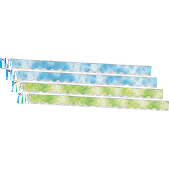 BARKER CREEK PUBLISHING, INC. 4357 Barker Creek Double-Sided Scalloped-Edge Border Strips, 2-1/4in x 36in, Blue/Lime Tie-Dye And Ombre, Pack Of 52 Strips BARKER CREEK PUBLISHING, INC. 4357 Barker Creek Double-Sided Scalloped-Edge Border Strips, 2-1/4in x 36in, Blue/Lime Tie-Dye And Ombre, Pack Of 52 Strips