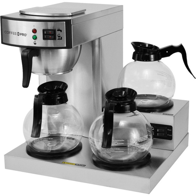 ORIGINAL GOURMET FOOD CO. CPRLG Coffee Pro 3-Burner Commercial Coffee Brewer - 2.32 quart - 36 Cup(s) - Multi-serve - Silver - Glass Body ORIGINAL GOURMET FOOD CO. CPRLG Coffee Pro 3-Burner Commercial Coffee Brewer - 2.32 quart - 36 Cup(s) - Multi-serve - Silver - Glass Body