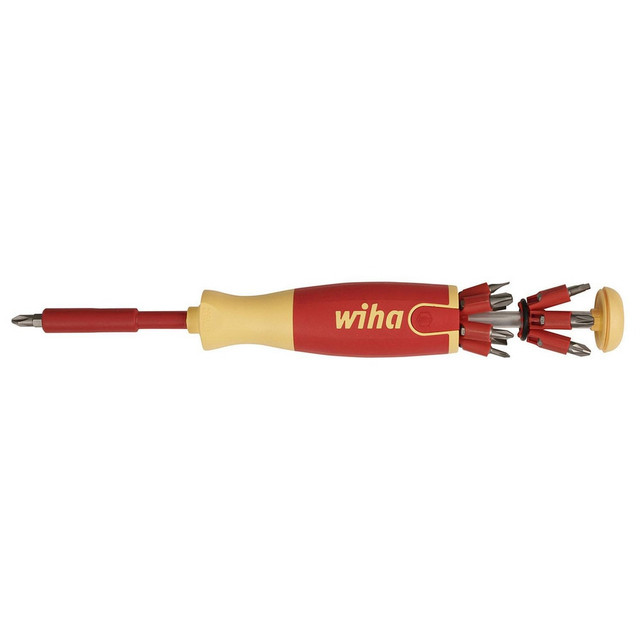 Wiha 38050 Bit Screwdrivers; Type: 14 in 1 Screwdriver ; Tip Type: Phillips; Slotted; Pozidriv; Square ; Drive Size (TXT): 1/4 ; Phillips Point Size: #0 - #3 ; Slotted Point Size: 4.5 mm, 5.5 mm ; Shaft Length: 4.0000