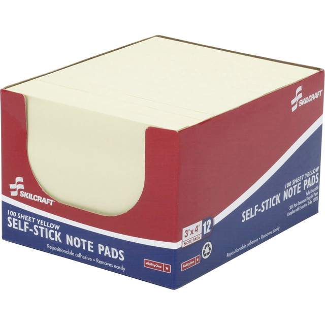 NATIONAL INDUSTRIES FOR THE BLIND 7530-01-286-5121 SKILCRAFT Self-Stick Note Pads, 3in x 4in, Yellow, 100 Sheets Per Pad, Pack Of 12 Pads (AbilityOne 7530-01-286-5121) NATIONAL INDUSTRIES FOR THE BLIND 7530-01-286-5121 SKILCRAFT Self-Stick Note Pads, 3in x 4in, Yellow, 100 Sheets Per Pad, Pack Of 12 Pads (AbilityOne 7530-01-286-5121)