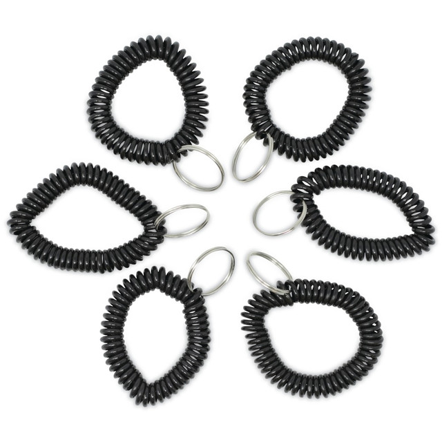 UNITED STATIONERS INC. UNV56050 Universal Wrist Coils With Key Rings, Black, Pack Of 6 Coils