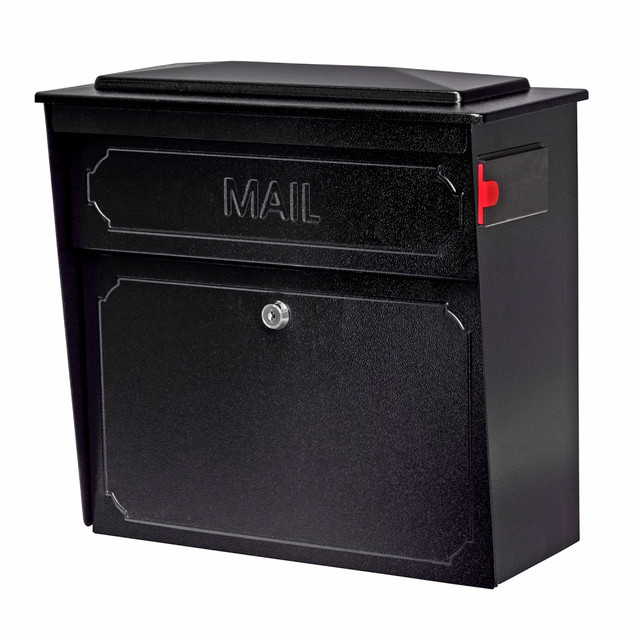 EPOCH DESIGN, LLC Mail Boss 7172  Townhouse Wall Mount Locking Mailbox, 16inH x 15 3/4inW x 7 1/2inD, Black