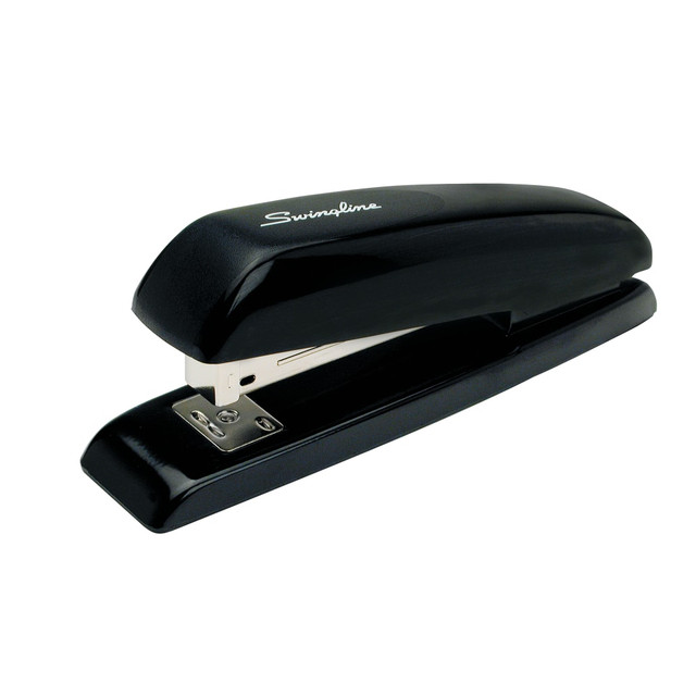 Desktop stapler is designed to consistently perform for years to come with a metal build and die-cast base.  Contoured design and smooth finish for comfortable use  20 sheet stapling capacity  Antimicrobial product protection repels bacteria  Stapler pins and tacks. Reverse the anvil to create temporary staples and open stapler to post papers to a vertical surface.  Limited lifetime warranty  Black Swingline stapler.  Backed by a limited lifetime manufacturers warranty.