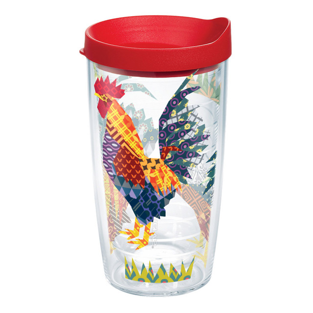 TERVIS TUMBLER COMPANY 01178012 Tervis Patchwork Rooster Tumbler With Lid, 16 Oz, Clear