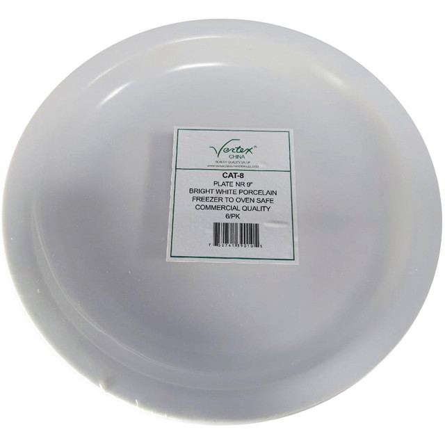 VERTEX CHINA Hoffman CAT-8/6  Vertex China Catalina Collection Narrow Rim Plates, 9in, Bright White, Case Of 24 Plates