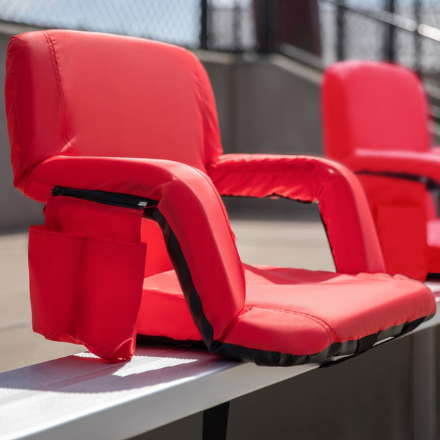 FLASH FURNITURE FVFA090RD2  Stadium Chairs, Red, Pack Of 2 Chairs