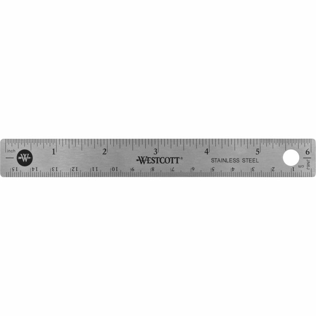 FIRST AID ONLY, INC. 10414BX Westcott Stainless Steel Rulers, 6in L x 0.8in W, Stainless Steel, Pack Of 12