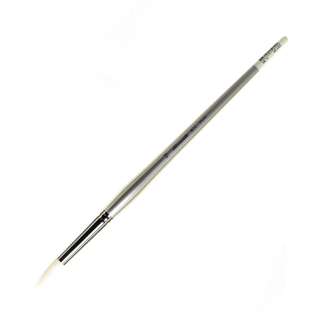 SILVER BRUSH LIMITED 1500LH-12 Silver Brush Silverwhite Series Long-Handle Paint Brush, Size 12, Round Bristle, Synthetic, Silver/White