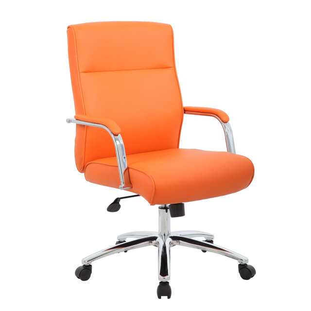 NORSTAR OFFICE PRODUCTS INC. Boss Office Products B696C-OR  Modern Executive Ergonomic Vinyl Conference Chair, Mid Back, Orange/Orange