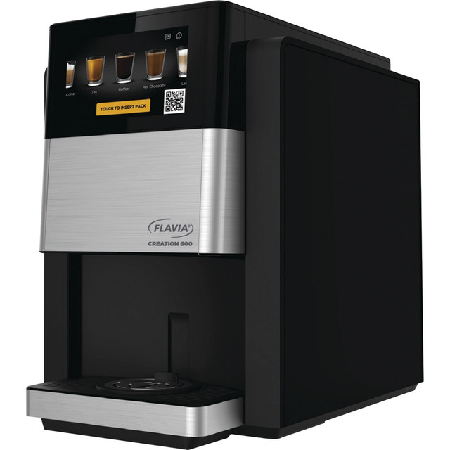 Enjoy a variety of hot and cold beverages made with the Flavia Creation 600 10-Cup Coffee Brewer Machine. It automatically adjusts to accommodate the size of your mug or cup. This coffee maker boasts a built-in frother for milk.  Programmable coffee maker brews 14 types of hot and cold beverages.  Pack-to-cup system design helps to prevent taste/allergen transfer between drinks.  Automatically adjusts brew settings based on the Freshpack you choose.  Stand automatically adjusts to the size of your cup.  Digital coffee maker boasts a customizable screen.  Includes a frother.  Backed by the manufacturers 1-year limited warranty.