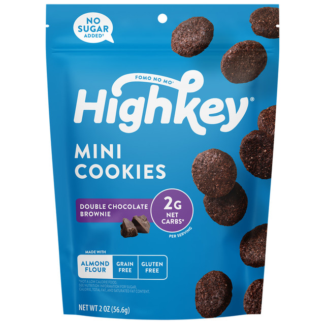 G&J HOLDINGS LLC HighKey 600-00029  Double Chocolate Brownie Cookies, 2 Oz, Pack Of 6 Cookies