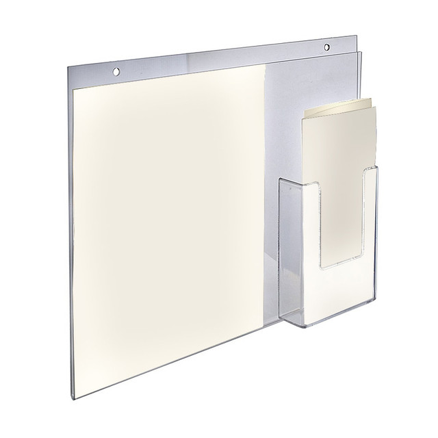 AZAR DISPLAYS 252051-2PK  Wall-Mount Brochure Holders With Trifold Pocket, 11inH x 14inW x 1/4inD, Clear, Pack Of 2 Holders