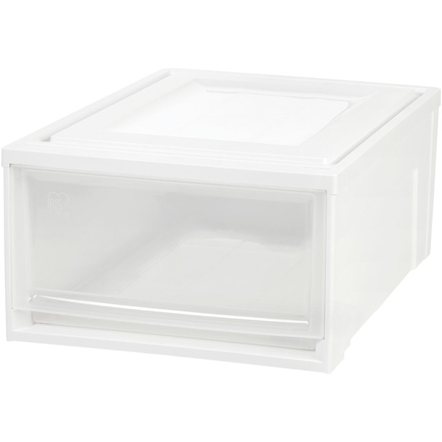 IRIS USA, INC. 129771 IRIS Stackable Storage Box Drawer - External Dimensions: 19.6in Length x 15.8in Width x 9in Height - 15 lb - 7.72 gal - Stackable - Plastic - Clear, White - For Clothes, Craft Supplies, Towel - 3 / Carton