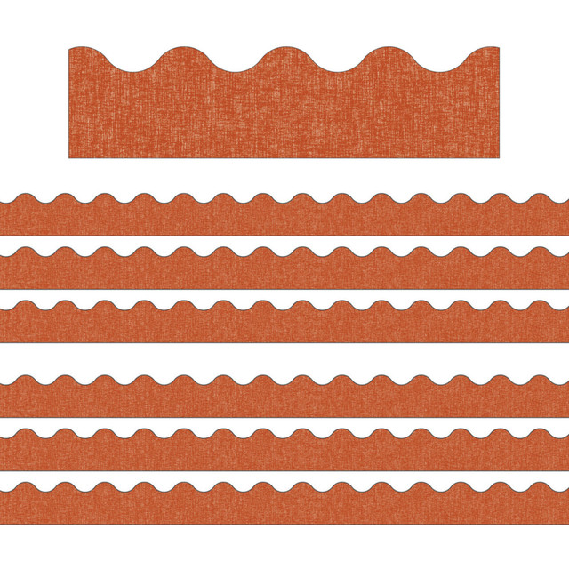 EDUCATORS RESOURCE CD-108480-6 Carson Dellosa Education Scalloped Border, Lets Explore Terracotta Linen, 39ft Per Pack, Set Of 6 Packs