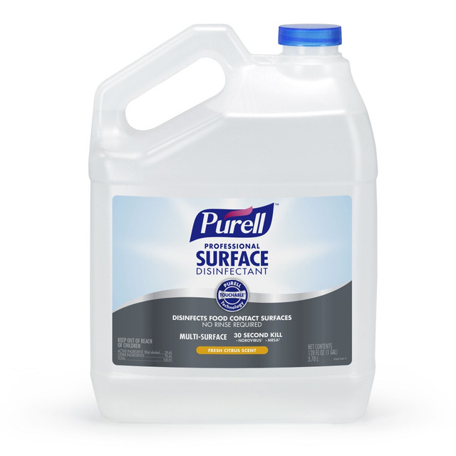 Formulated for convenience and ease-of-use, PURELL Professional Surface Disinfectant Spray provides powerful germ-kill on the surfaces people touch most. It kills 99.9 percent of viruses and bacteria, including cold and flu, strep, norovirus, Listeria, MRSA, VRE, and human coronavirus. PURELL Professional Surface Disinfectant is formulated to kill germs on both hard and soft surfaces - no rinse required even on food-contact surfaces.  Kills human coronavirus (COVID-19) in 10 seconds  One-step disinfectant and sanitizer offers powerful germ-kill with a fresh, light scent that dissipates quickly so people can confidently get back to work.  Kills 99.9 percent of viruses and bacteria - including cold and flu, strep, norovirus, Listeria, MRSA, VRE, and human coronavirus  Proven on most hard and soft surfaces, and can be used on food-contact surfaces with no rinse required.  No harsh chemicals, no precautionary statements, and no handwashing required after use; EPA Design for the Environment certified and fastest overall disinfection times of any DfE product  Refills 32 oz. Purell spray bottles (not included).  Design for the Environment (DfE) certified - meets federal guidelines for safer chemistry.  Less harsh chemicals - made with fewer harsh chemicals, or safer chemicals than typical alternatives, helping  reduce your use of and exposure to substances that may be more harmful to your health and the environment.