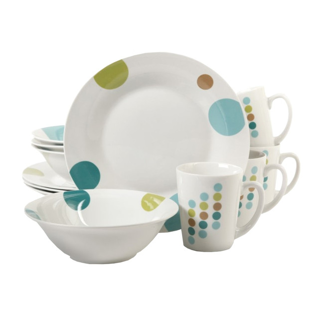 GIBSON OVERSEAS INC. Gibson Home 99586764M  Retro Specks 12-Piece Dinnerware Set, Multicolor