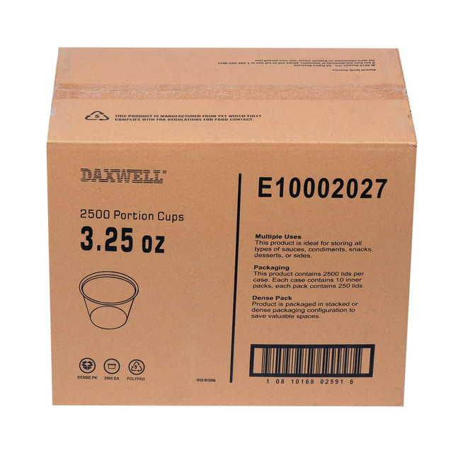 PACKAGING DYNAMICS E10002027CT Portion Cups, 3.2 Oz, 10 Per Pack, Carton Of 250 Packs