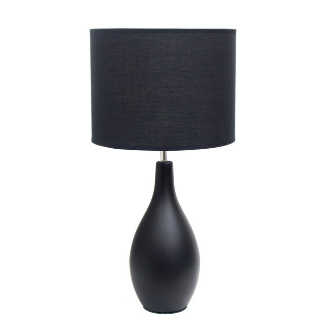 ALL THE RAGES INC CWT-2000-BK Creekwood Home Essentix Ceramic Dewdrop Table Lamp, 18-1/8inH, Black Shade/Black Base