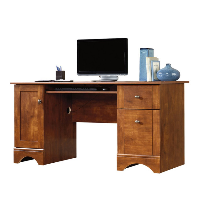 SAUDER WOODWORKING CO. 402375 Sauder Select 60inW Double-Pedestal Computer Desk, Brushed Maple