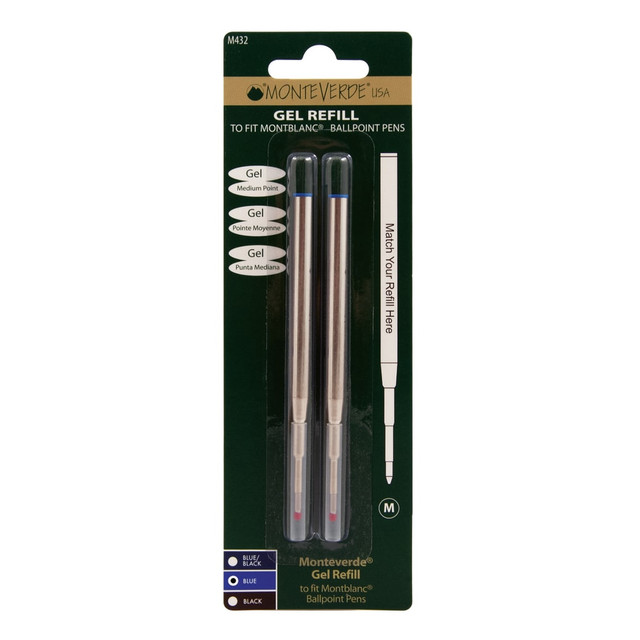 YAFA A PEN COMPANY M432BU Monteverde Capless Gel Refills For Montblanc Ballpoint Pens, Medium Point, 0.7 mm, Blue, Pack Of 2 YAFA A PEN COMPANY M432BU Monteverde Capless Gel Refills For Montblanc Ballpoint Pens, Medium Point, 0.7 mm, Blue, Pack Of 2
