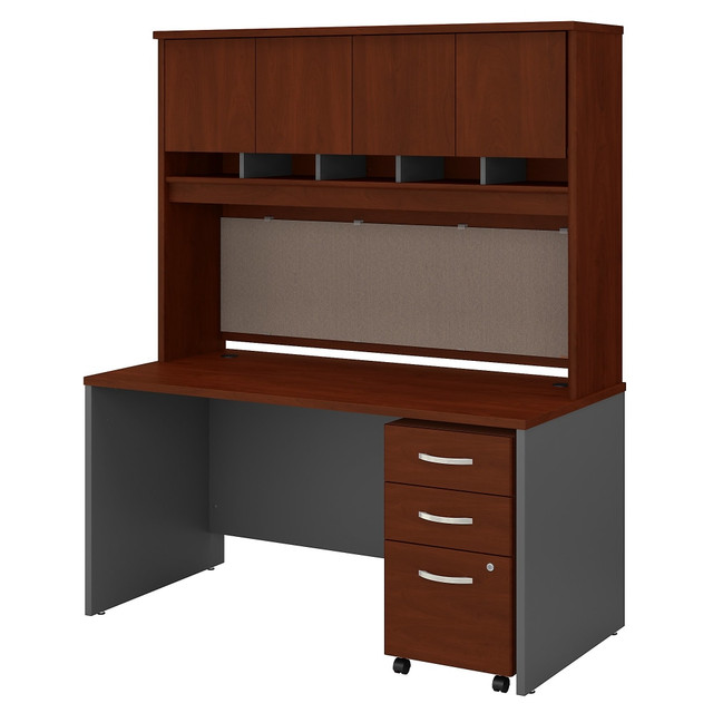 BUSH INDUSTRIES INC. SRC145HCSU Bush Business Furniture Components 60inW Office Computer Desk With Hutch And Mobile File Cabinet, Hansen Cherry/Graphite Gray, Standard Delivery