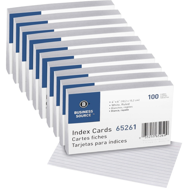 SP RICHARDS 65261BX Business Source Ruled Index Cards - Front Ruling Surface - Ruled Front Ruling - 72 lb Basis Weight - 6in x 4in Sheet Size - White Paper - 100/Pack - 10 / Box SP RICHARDS 65261BX Business Source Ruled Index Cards - Front Ruling Surface - Ruled Front Ruling - 72 lb Basis Weight - 6in x 4in Sheet Size - White Paper - 100/Pack - 10 / Box